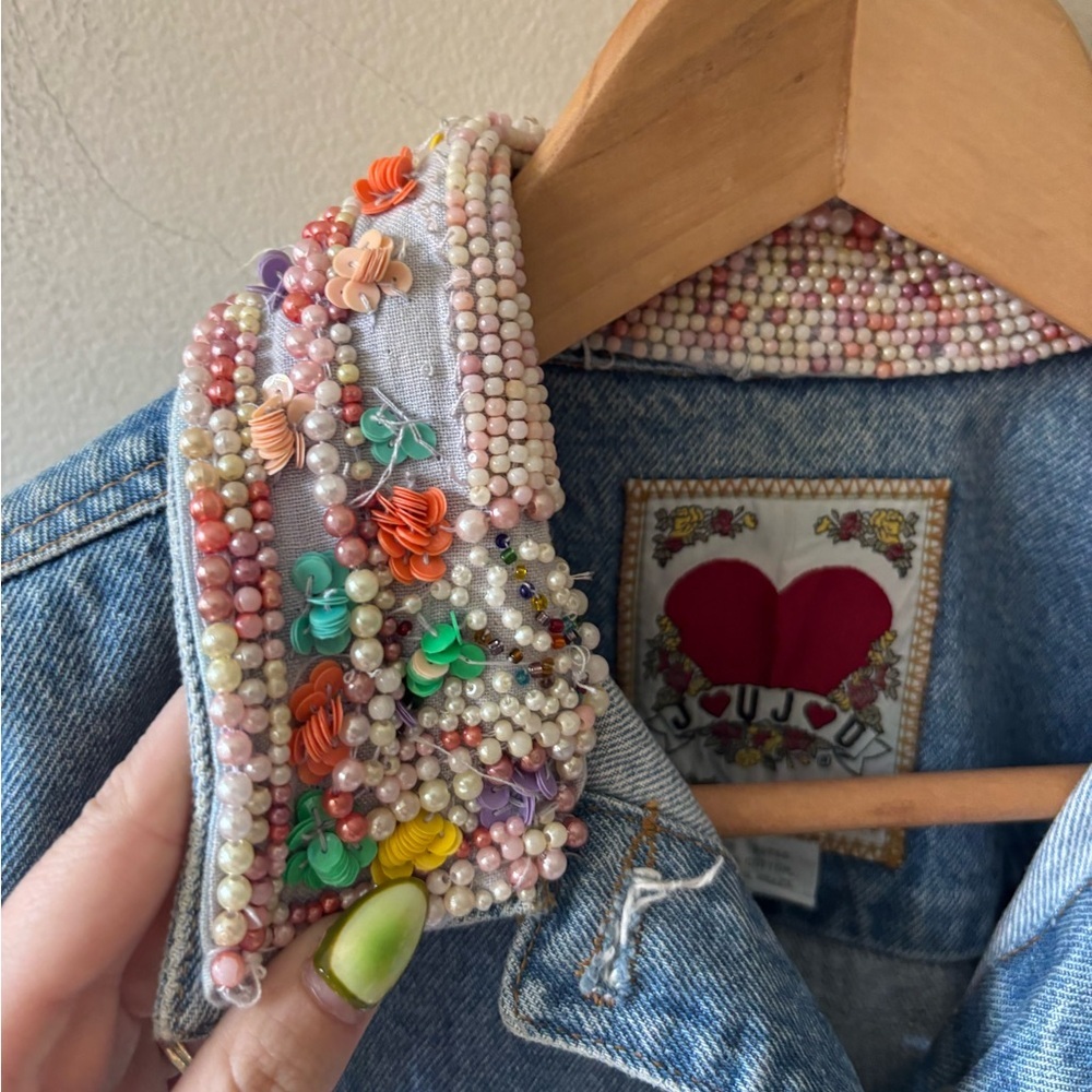 Joujou Vintage Beaded Denim Jacket And Mini Skirt… - image 7